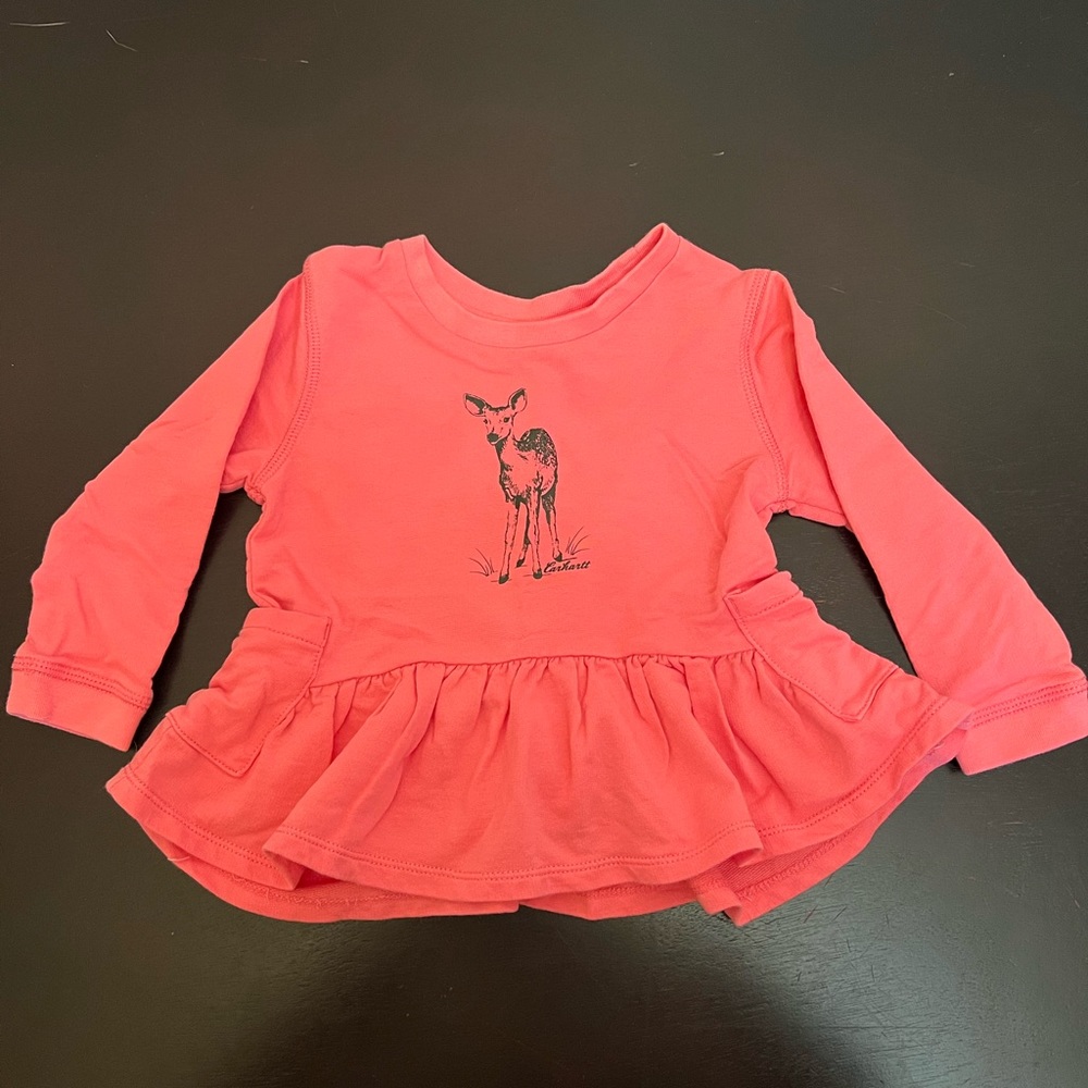 Toddler Carhartt Pink Long Sleeve Deer Shirt
